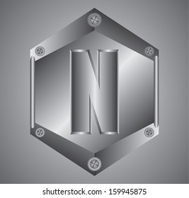 letter N in metal