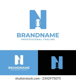 Logotipo de la letra N del micrófono, adecuado para negocios relacionados con el micrófono con N inicial.