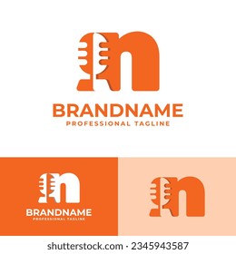 Letter N Microphone Logo, suitable for business related to Microphone with N initial.