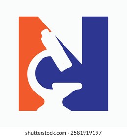 Letter N Microscope Symbol For Medical Experiment Sign