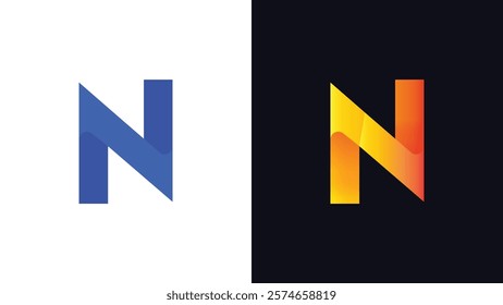 Letter N Minimal Business Logo With 3D Rounded Shadow | Gradient N Letter Typography Symbol