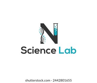 Letter N Minimal DNA and Lab Logo. Design for Science, Healthcare, Medical, Laboratory, Chemical and Nature Symbol