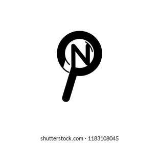 Letter N minimal modern magnify glass logo