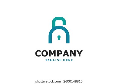 letter n minimal security padlock logo
