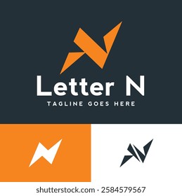 Letter N minimalist abstract alphabet logo