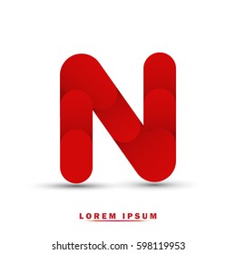Letter N. modern concept and elegant typographic . red
