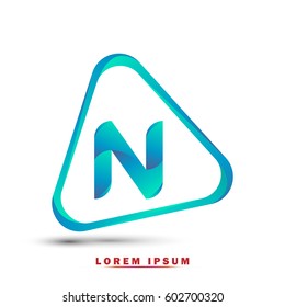 Letter N. Modern and elegant typography. Gradient green