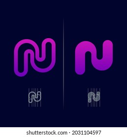 Letter N modern gradient color style