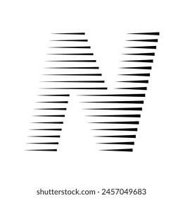 Letter N Modern Logo with Geometric Horizontal Speed Line Pattern