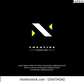 Letter N modern Logo icon monogram design. Vector graphic design template element. black background.