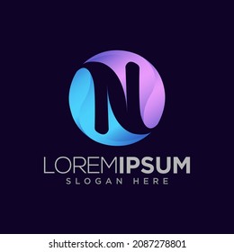letter N modern logo inside a circle