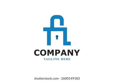 letter n modern security padlock minimal logo