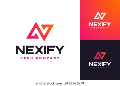 letter N modern technology logo in minimalist style