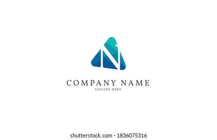 letter N modern triangle logo template