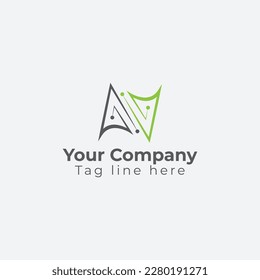 Letter N Molecule Logo icon, Bio tech Connect Dots Science Technology Logo Design Vector