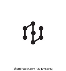 Letter N molecules, hexagon shape simple symbol logo vector