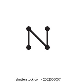 letra N moléculas símbolo simple logo vector