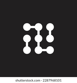 Letter N molecules, square, science geometric symbol simple logo vector