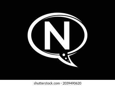 Letter N monogram letter alphabet with a bubble chat icon. Talking, chatting logo concept. Modern logo design for a consultancy business.