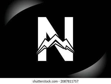 Letter N monogram alphabet with the mountain peak. Mountain Logo sign symbol. Modern vector logo design for the business, and company identity.