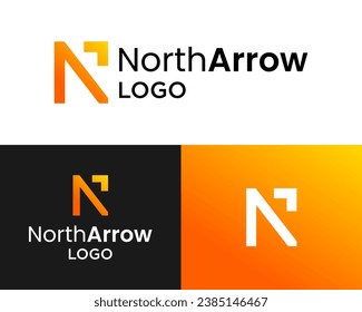 Letter N monogram arrow positive moving success business logo design.

