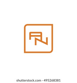 The letter A and N Monogram With Frame Square. Logo Design Template Orange