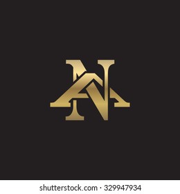 letter A and N monogram golden logo