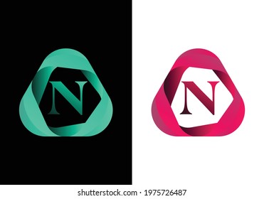 letter N monogram logo with abstract liquid shape