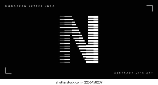 Letter N Monogram Logo Icon Geometric Horizontal Stripe Lines