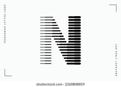 Letter N Monogram Logo Icon Geometric Horizontal Motion Stripe Lines