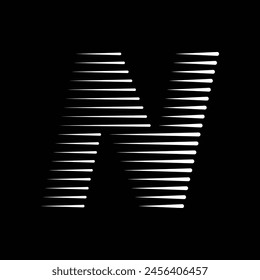 Letter N Monogram Logo Icon Geometric Horizontal Motion Speed Lines