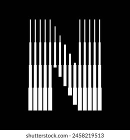 Letter N Monogram Logo Icon Geometric Vertical Stripe Lines