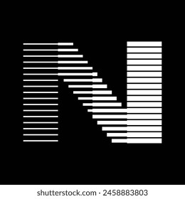 Letter N Monogram Logo Icon Geometric Horizontal Stripe Lines