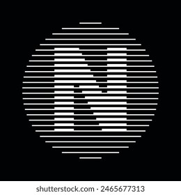 N Alfabeto Letra Logo Línea Circular Redonda Abstractas Ilusión Óptica Banda Semitono Icono