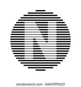 Letter N Monogram Logo Icon Round Geometric Horizontal Stripe Lines