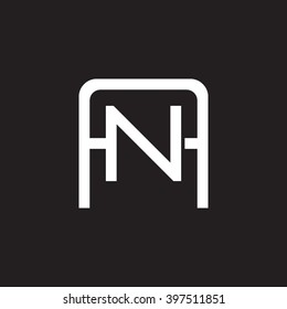 letter A and N monogram square shape logo white black background