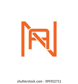 letter N and A monogram square shape logo orange