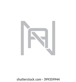 letter N and A monogram square shape logo gray