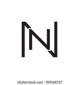 letter N and N monogram square shape logo black