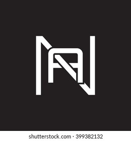 letter N and A monogram square shape logo white black background