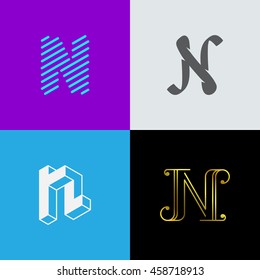 Letter "N' monograms set. Trendy logo design. Eps10 vector illustration.