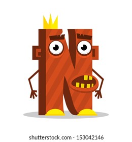 Letter N Monster, vector illustration
