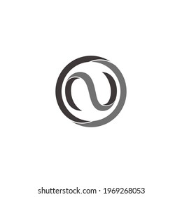 letter n motion circle 3d flat shadow geometric logo vector
