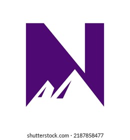 Letter N Mount Logo Vector Sign. Mountain Nature Landscape Logo Combine With Hill Icon and Template