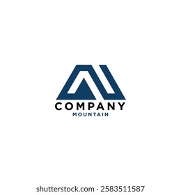 letter N and mountain minimal logo icon design template
