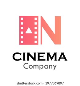 Letter n with movie symbol logo template illustration
