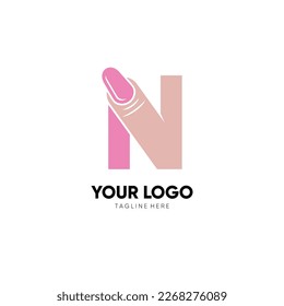 Letter N Nail Art Logo Design Vector Icon Graphic Emblem Illustration