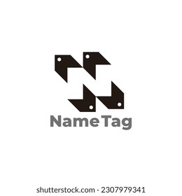 letter n name tag negative space logo vector 