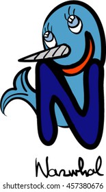Letter N- Narwhal, Alphabet for children