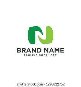 Letter N natural green logo vector. EPS10.